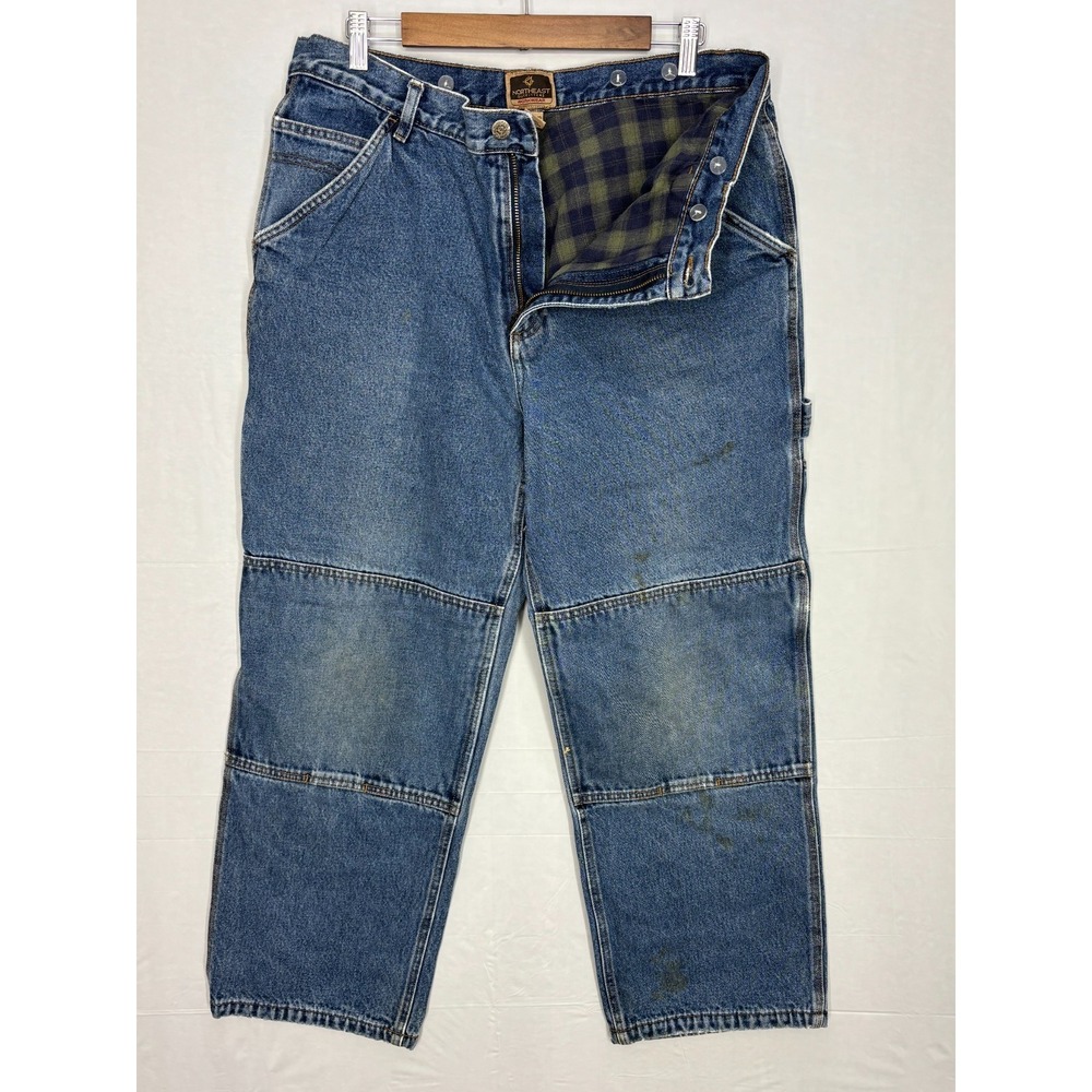 Northeast Outfitters Carpenter Jeans Mens Blue Flannel Lined Workwear 35x28